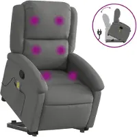 vidaXL Massagesessel mit Aufstehhilfe Dunkelgrau Stoff