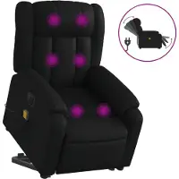 vidaXL Massagesessel mit Aufstehhilfe Elektrisch Schwarz Kunstleder