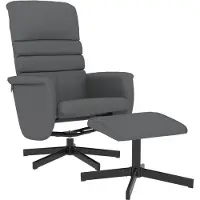 vidaXL Relaxsessel mit Fußhocker Grau Kunstleder