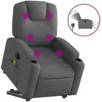 vidaXL Elektrischer Massagesessel mit Aufstehhilfe Dunkelgrau Stoff