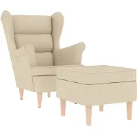 vidaXL Sessel mit Fußhocker Creme Stoff