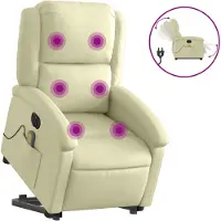 vidaXL Massagesessel mit Aufstehhilfe Elektrisch Creme Echtleder
