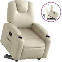 vidaXL Relaxsessel mit Aufstehhilfe Creme Kunstleder