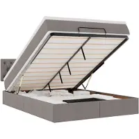 vidaXL Ottomane Bett mit Matratze & LEDs Taupe 140x200 cm Stoff