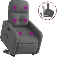vidaXL Massagesessel mit Aufstehhilfe Dunkelgrau Stoff