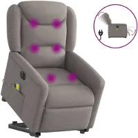 vidaXL Elektrischer Massagesessel mit Aufstehhilfe Taupe Stoff