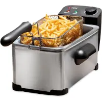 Alpina Fritteuse 3 Liter - Einstellbare Temperatur - Fritteuse mit herausnehmbarem Korb - 2000 W - 323 x 205 x 189 mm - Silber