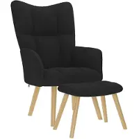 vidaXL Relaxsessel mit Hocker Schwarz Stoff