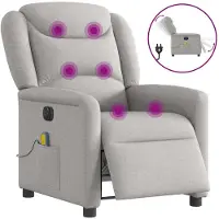 vidaXL Massagesessel Elektrisch Wolkengrau Stoff