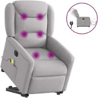 vidaXL Massagesessel mit Aufstehhilfe Elektrisch Wolkengrau Stoff