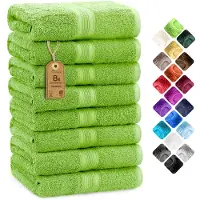 NatureMark Handtuch Premium, apfelgrün, 50 x 100 cm, mit Bordüre, aus 100% Baumwolle, 500 g/m2, 8 Stück
