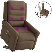 vidaXL Massagesessel mit Aufstehhilfe Braun Stoff