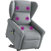 vidaXL Elektrischer Massagesessel mit Aufstehhilfe Hellgrau Stoff