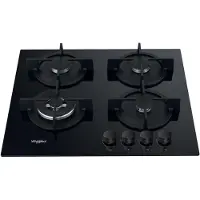 Whirlpool AKT 625/NB1, Schwarz, Integriert, 59 cm, Gaskochfeld, Gusseisen, 4 Zone(n)