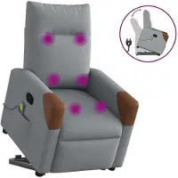 vidaXL Massagesessel mit Aufstehhilfe Hellgrau Stoff