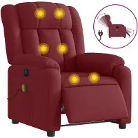 vidaXL Massagesessel Elektrisch Weinrot Stoff