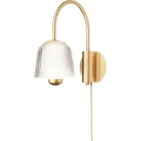 Nuura Aps Asteea Wandleuchte 16 cm breit Messing/klar - Nuura , Asteea, dimmbar, Gold / Messing, für Wohnzimmer, Metall, Skandinavisch