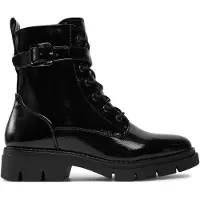 Tamaris Damen Stiefelette Schnürboots Reißverschluss Lack Zierschnalle 1-25289-41, Größe:37 EU, Farbe:Schwarz