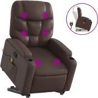 vidaXL Massagesessel mit Aufstehhilfe Braun Kunstleder