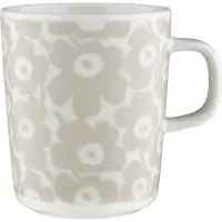 Marimekko - Oiva Pikkuinen Unikko Becher mit Henkel 250 ml, weiß / straw