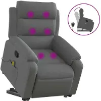 vidaXL Massagesessel mit Aufstehhilfe Dunkelgrau Stoff