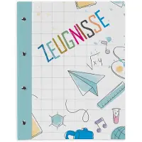 Itenga Zeugnismappe 33105715, mit Motiv, A4, mit Buchschrauben, erweiterbar, Doodles, 12 Hüllen