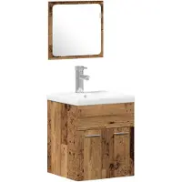 vidaXL Badezimmermöbel-Set Wandmontiert 3 pcs Altholz Holzwerkstoff