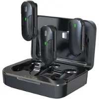 Devia , 2er Set Drahtlose Lavaliermikrofone ENC Lightning Anschluss, Schwarz