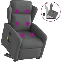 vidaXL Massagesessel mit Aufstehhilfe Dunkelgrau Stoff