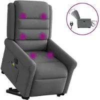 vidaXL Elektrischer Massagesessel mit Aufstehhilfe Dunkelgrau Stoff