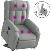 vidaXL Massagesessel mit Aufstehhilfe Hellgrau Stoff