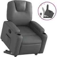vidaXL Relaxsessel mit Aufstehhilfe Grau Kunstleder