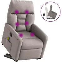 vidaXL Massagesessel mit Aufstehhilfe Taupe Stoff