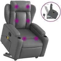 vidaXL Massagesessel mit Aufstehhilfe Grau Kunstleder