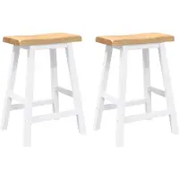 vidaXL Barhocker 2 Stk. Weiß Massivholz Gummibaum