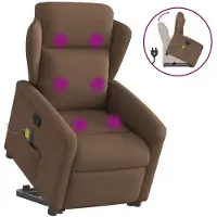 vidaXL Massagesessel mit Aufstehhilfe Braun Stoff