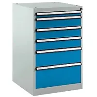 Manuflex Stationär Schubfachschrank 6 Schubladen BASETEC Brillantblau 500 x 580 x 800 mm