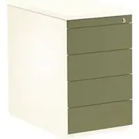 Mauser Schubladencontainer, HxT 720x800mm, 4 Schubladen, reinweiß/schilfgrün
