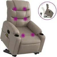vidaXL Massagesessel mit Aufstehhilfe Cappuccino-Braun Kunstleder