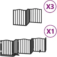 vidaXL 15-tlg. Hundetor mit Tür Faltbar Schwarz 750 cm Pappelholz