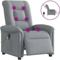 vidaXL Massagesessel Elektrisch Hellgrau Stoff