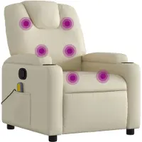 vidaXL Massagesessel mit Relaxfunktion, Kunstleder, Creme
