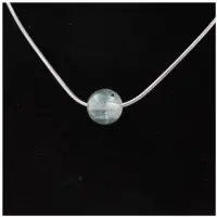 Bijoux Steine und Mineralien. Halskette mit 1 Prehnit Perle aus Afrika 8 mm Kette aus Edelstahl.