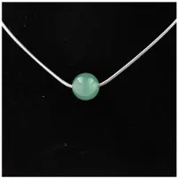 Bijoux Steine und Mineralien. Halskette 1 Aventurine 8 mm Perle Edelstahlkette.