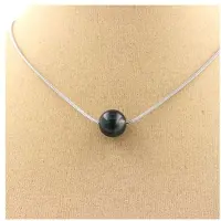Bijoux Steine und Mineralien. Halskette mit 1 Perle Moosachat 8 mm Kette aus rostfreiem Stahl.