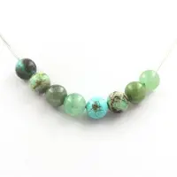Bijoux Steine und Mineralien. Halskette mit Aventurin- + Jade- + Chrysokollperlen aus Namibia + Türkis, Kette aus rostfreiem Stahl.