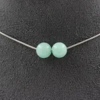 Bijoux Steine und Mineralien. Halskette mit 2 Amazonitperlen 8 mm. Edelstahlkette Halskette für Frauen, Männer. Anpassbare Größe.