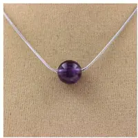 Bijoux Halskette - Ein - Amethyst 8 mm - Edelstahl - Anpassbare Länge - Unisex