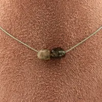 Bijoux Steine und Mineralien. Halskette mit 2 Super Seven Perlen (Melodystone) aus Brasilien. Halskette für Frauen, Männer. Anpassbare Größe.