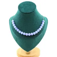 Bijoux Steine und Mineralien. Halskette mit 20 Perlen aus Crazy Lace-Agat blau 8 mm Kette aus rostfreiem Stahl.